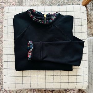 J-CREW Black Crew Sweater Plaid Women Small
